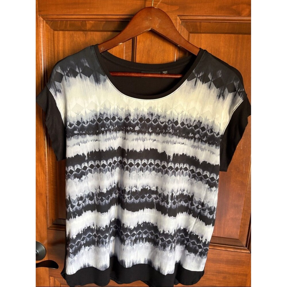 Apt. 9 Black & White Tie-Dye Cap Sleeve Top Women's PS